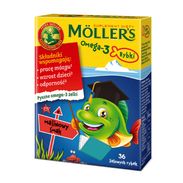 Moller's Omega-3 36 rybek o smaku malinowym