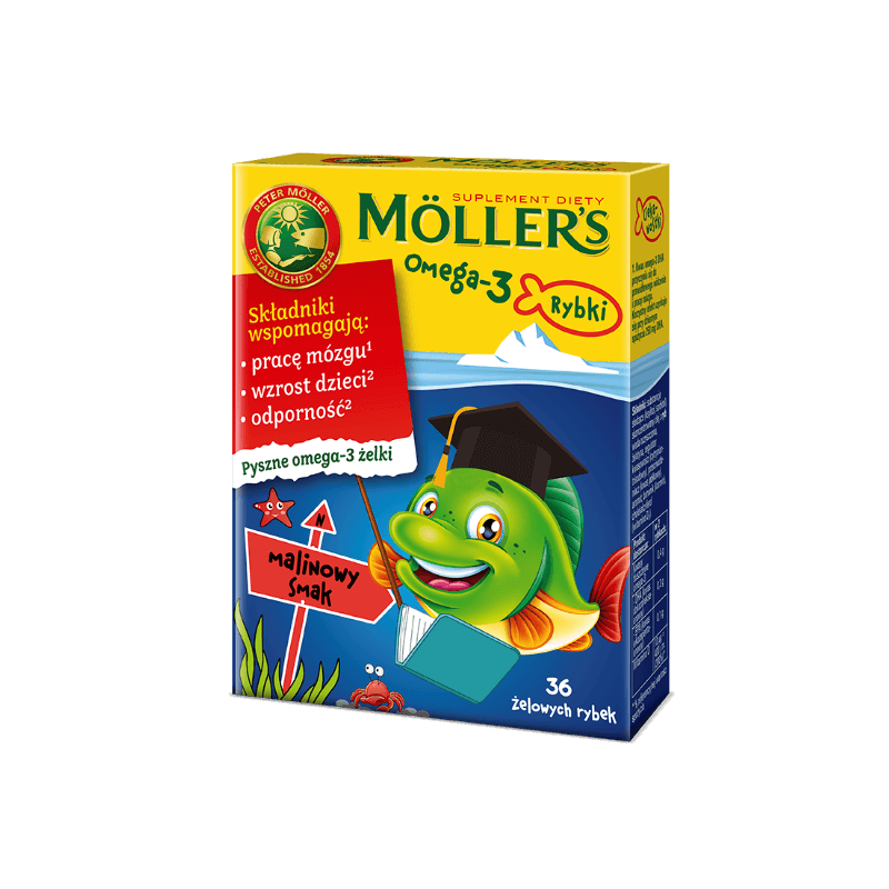 Moller's Omega-3 36 rybek o smaku malinowym