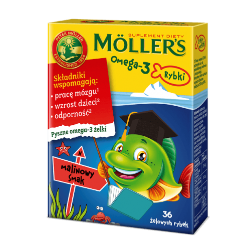 Moller's Omega-3 36 rybek o smaku malinowym