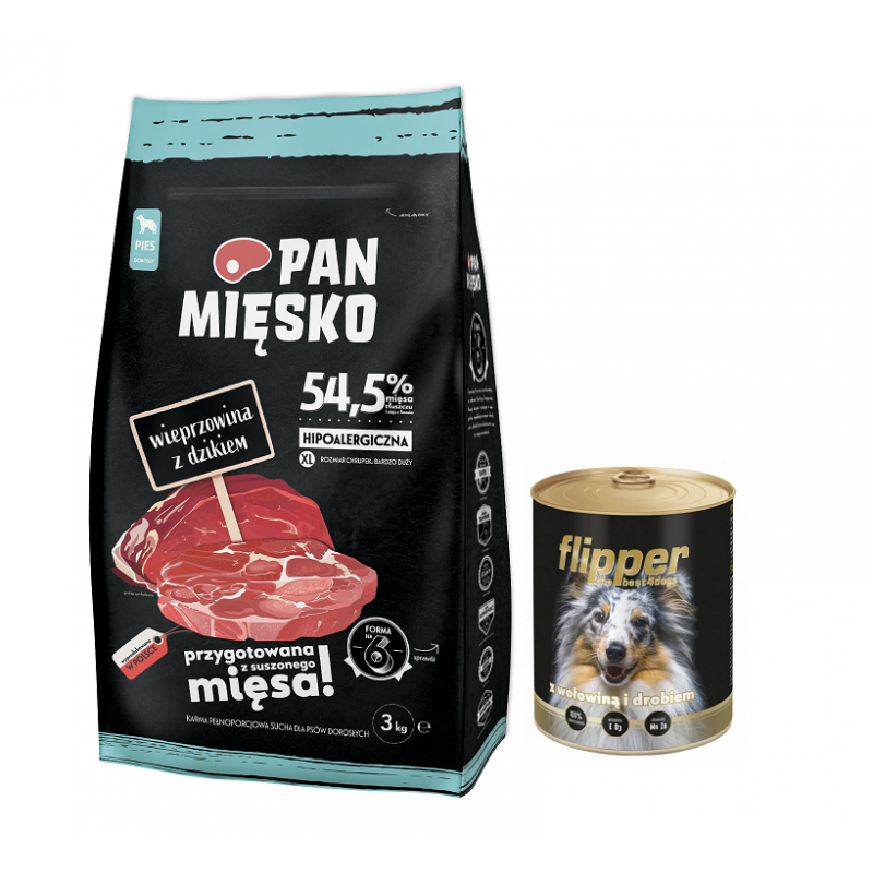 Pan Mięsko Wieprzowina z dzikiem XL 3kg + GRATIS