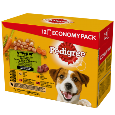 PEDIGREE Adult saszetka 12x100 g - Wybór Smaków z Warzywami w Sosie - mokra karma pełnoporcjowa dla dorosłych psów