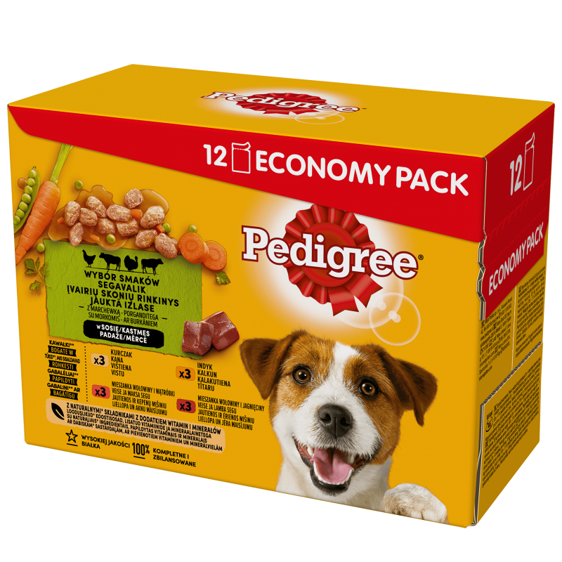 PEDIGREE Adult saszetka 12x100 g - Wybór Smaków z Warzywami w Sosie - mokra karma pełnoporcjowa dla dorosłych psów