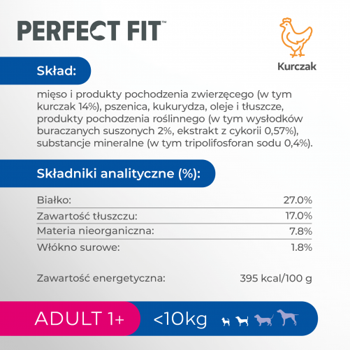 PERFECT FIT (Adult 1+) 825g Bogaty w kurczaka - sucha karma dla psa małej rasy