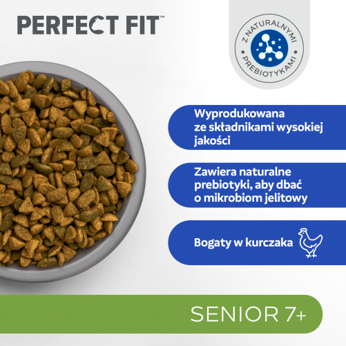 PERFECT FIT (Senior 7+) 750g Bogaty w Kurczaka - sucha karma dla kotów starszych