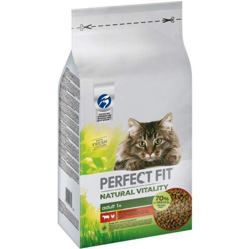 Perfect Fit™ Natural Vitality  – sucha karma pełnoporcjowa dla dorosłych kotów, z wołowiną i kurczakiem – 6kg