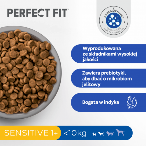 Perfect Fit™ - sucha karma pełnoporcjowa dla wrażliwych dorosłych psów małych ras, bogata w indyka 6kg