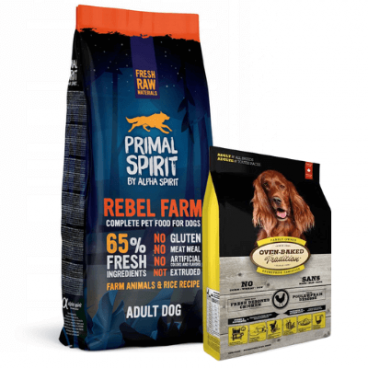 Primal Spirit Rebel Farm 65% 12kg + OBT Oven Baked Tradition Dog Food Adult with Chicken (z kurczakiem) 2,27kg