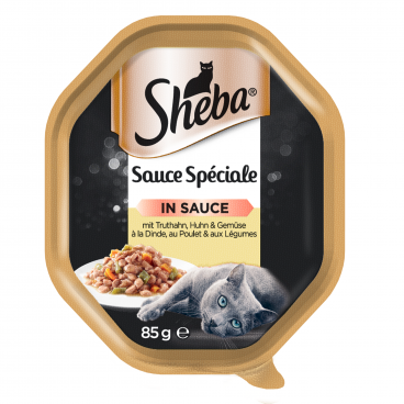 SHEBA® Sauce Speciale 85g z Indykiem, Kurczakiem i Warzywami - mokra karma dla kotów w sosie