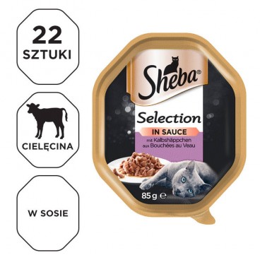 SHEBA® Selection 22x85g z Cielęciną - mokra karma dla kotów w sosie