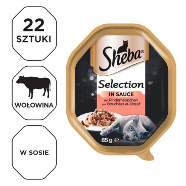 SHEBA®  Selection 22x85g z Wołowiną - mokra karma dla kotów w sosie