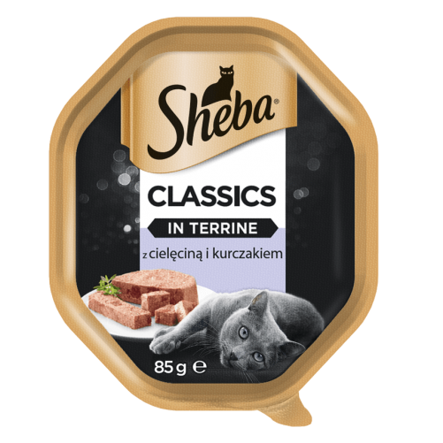 SHEBA® tacka Classics z Cielęciną i Kurczakiem 85g - mokra karma pełnoporcjowa dla dorosłych kotów, w pasztecie