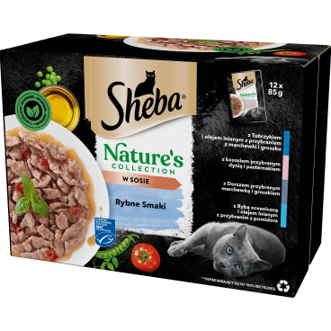 SHEBA saszetka 12x85 g Nature’s Collection Rybne Smaki - mokra karma pełnoporcjowa dla dorosłych kotów, w sosie