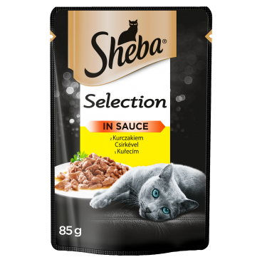 SHEBA saszetka 24x85g Selection in Sauce - mokra karma dla kotów z kurczakiem w sosie