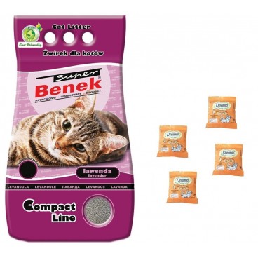 Super Benek Compact Lawenda 10L Active + 4 x DREAMIES 15G - PRZYSMAK DLA KOTA Z PYSZNYM KURCZAKIEM