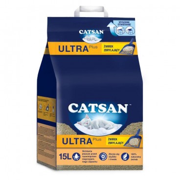 CATSAN Ultra Plus 15l - zbrylający żwirek dla kota