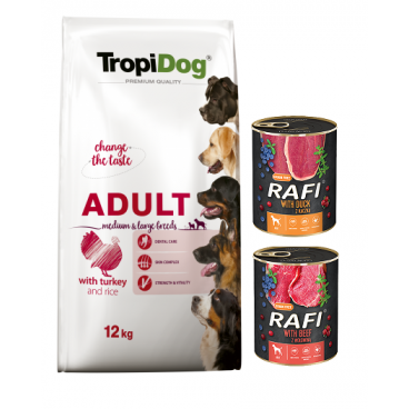 Tropidog Premium Adult M&L Turkey 12kg + GRATISY