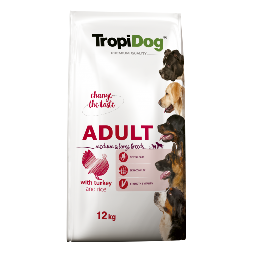 Tropidog Premium Adult M&L Turkey 12kg + GRATISY