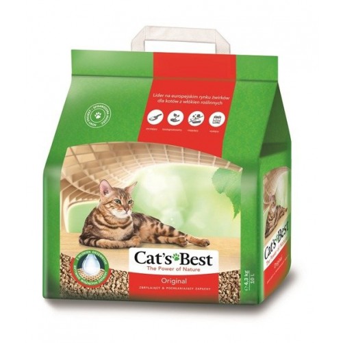 Cats Best Żwirek drewniany dla kota Eco Plus (Original) 4.3kg (10l) + DOMEK KARTONOWY