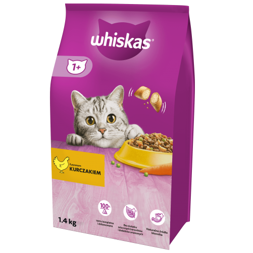 WHISKAS Adult 1,4 kg - sucha karma pełnoporcjowa dla dorosłych kotów, z pysznym kurczakiem