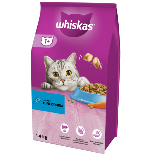 WHISKAS Adult 1,4 kg - sucha karma pełnoporcjowa dla dorosłych kotów, z pysznym tuńczykiem