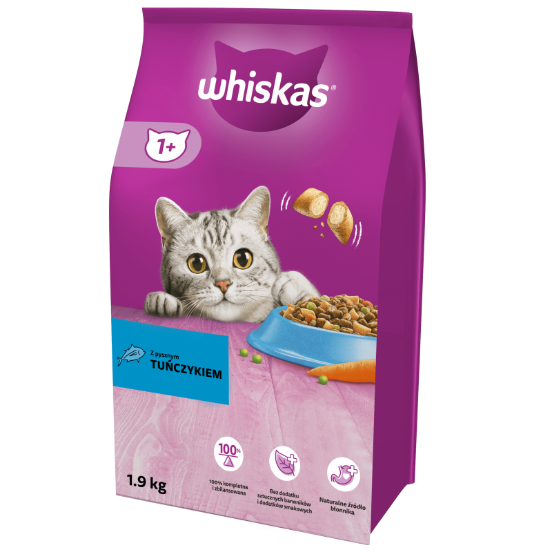 WHISKAS Adult 1,9 kg - sucha karma pełnoporcjowa dla dorosłych kotów, z pysznym tuńczykiem