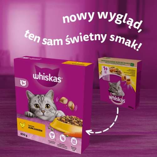 WHISKAS Adult 800 g - sucha karma pełnoporcjowa dla dorosłych kotów, z pysznym kurczakiem