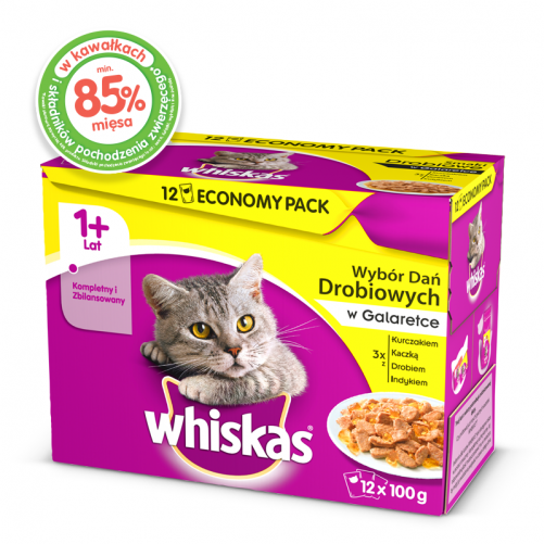 WHISKAS Adult Dania drobiowe w galaretce 12x100g