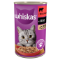 WHISKAS Adult puszka 400 g - mokra karma pełnoporcjowa dla dorosłych kotów, kawałki z wołowiną w sosie