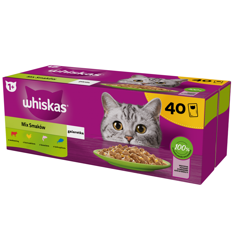 Whiskas gal. Kurczak/Łosoś/Tuńczyk/Wołowina40 x 85 g