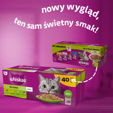 Whiskas gal. Kurczak/Łosoś/Tuńczyk/Wołowina40 x 85 g