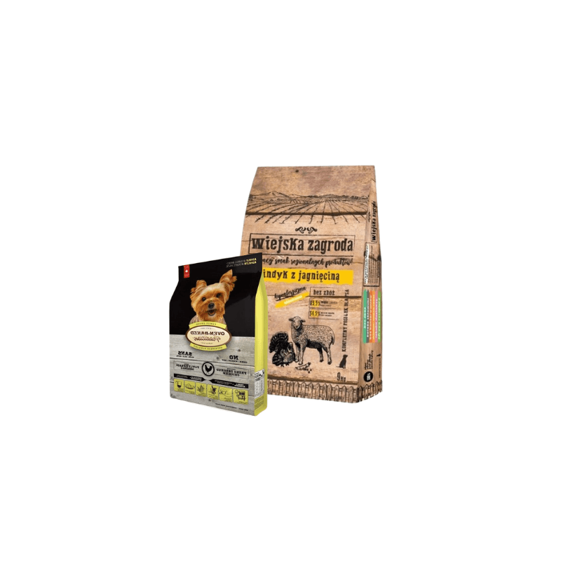 Wiejska Zagroda Indyk z jagnięciną 9kg + OBT Oven Baked Tradition Dog Food Adult Small Breed with Chicken (z kurczakiem) 1kg