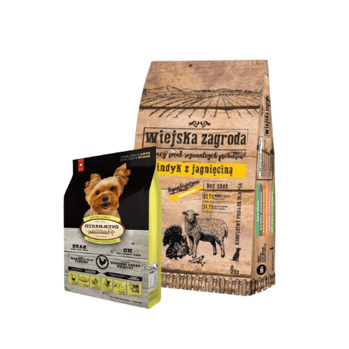 Wiejska Zagroda Indyk z jagnięciną 9kg + OBT Oven Baked Tradition Dog Food Adult Small Breed with Chicken (z kurczakiem) 1kg