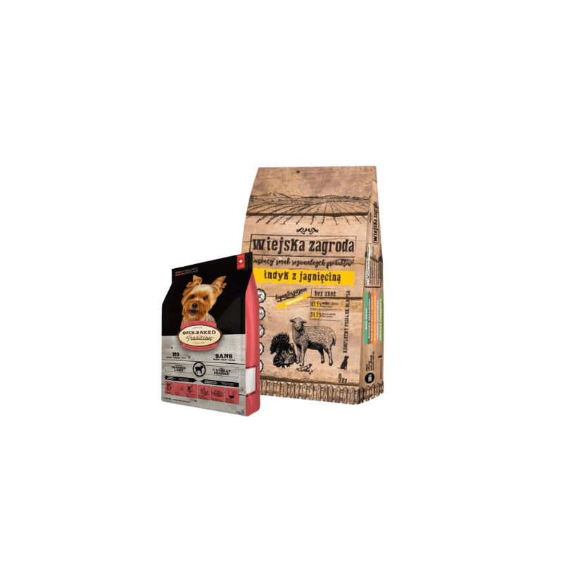 Wiejska Zagroda Indyk z jagnięciną 9kg + OBT Oven Baked Tradition Dog Food Lamb Small Breed 1kg z jagnięciną