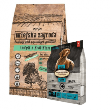 Wiejska Zagroda Indyk z królikiem 9kg + OBT Oven Baked Tradition Dog GRAIN-FREE Food Adult All Breed with Fish (z rybą) 2,27kg