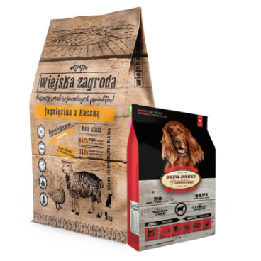 Wiejska Zagroda Jagnięcina z kaczką 9kg + OBT Oven Baked Tradition Dog Food Adult All Breed with lamb (zjagnięciną) 2,27kg