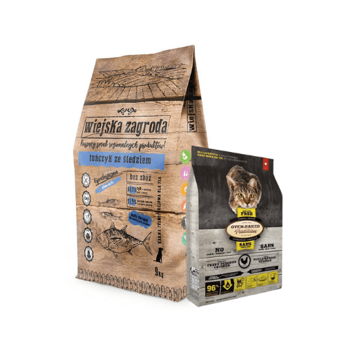 Wiejska Zagroda Tuńczyk i śledź 9kg + OBT Oven Baked Tradition Cat Food Grain free with chicken (z kurczakiem) 1,13kg