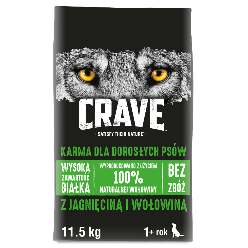 CRAVE - sucha karma 11,5kg z jagnięciną i wołowiną (pełnoporcjowa karma bezzbożowa dla dorosłych psów)