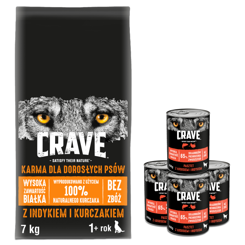 CRAVE - sucha karma 7kg z indykiem i kurczakiem + GRATIS