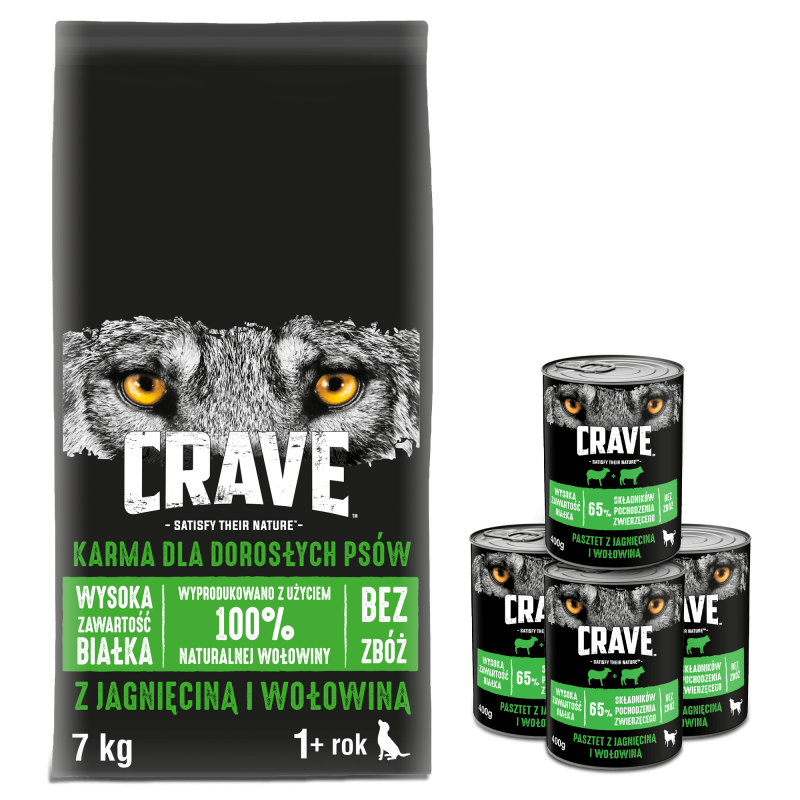 CRAVE - sucha karma 7kg z jagnięciną i wołowiną + GRATIS