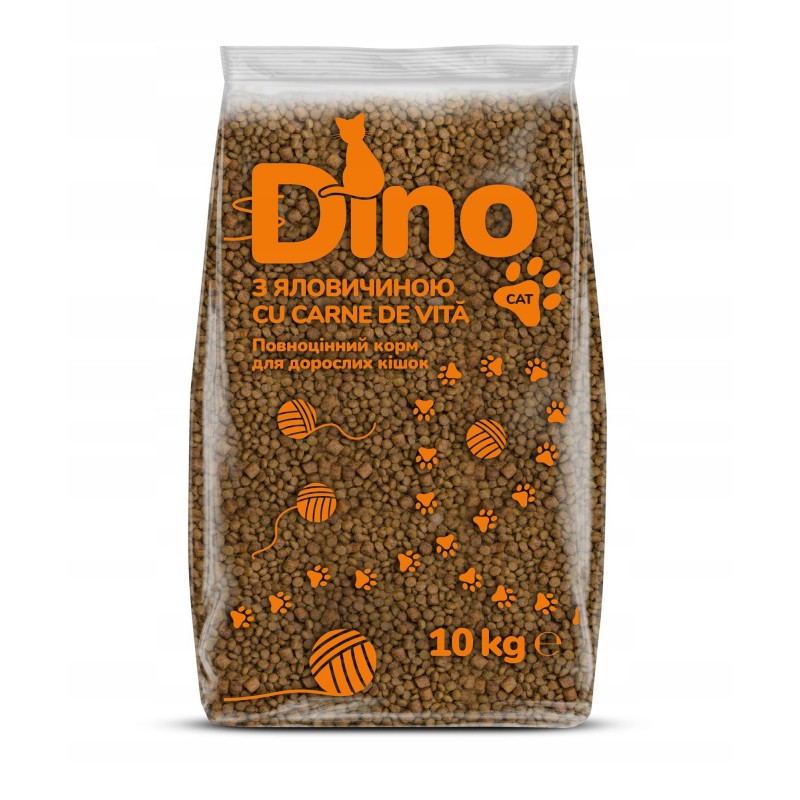 DINO SUCHA KARMA Z WOŁOWINĄ DLA KOTA 10KG