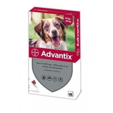 Advantix dla psów 10-25kg - 4 pipety x 2,5ml