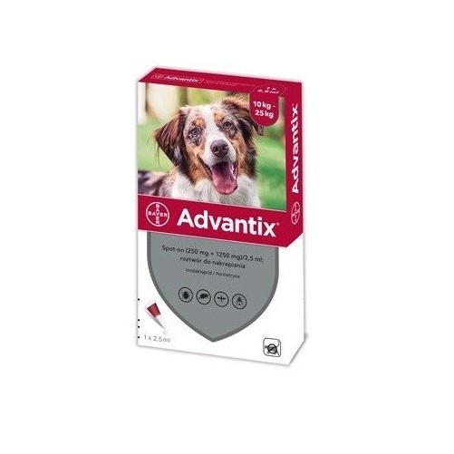 Advantix dla psów 10-25kg - 4 pipety x 2,5ml