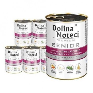 Dolina Noteci Premium Senior Bogata w Cielęcinę, Marchew, Tymianek 24x400g