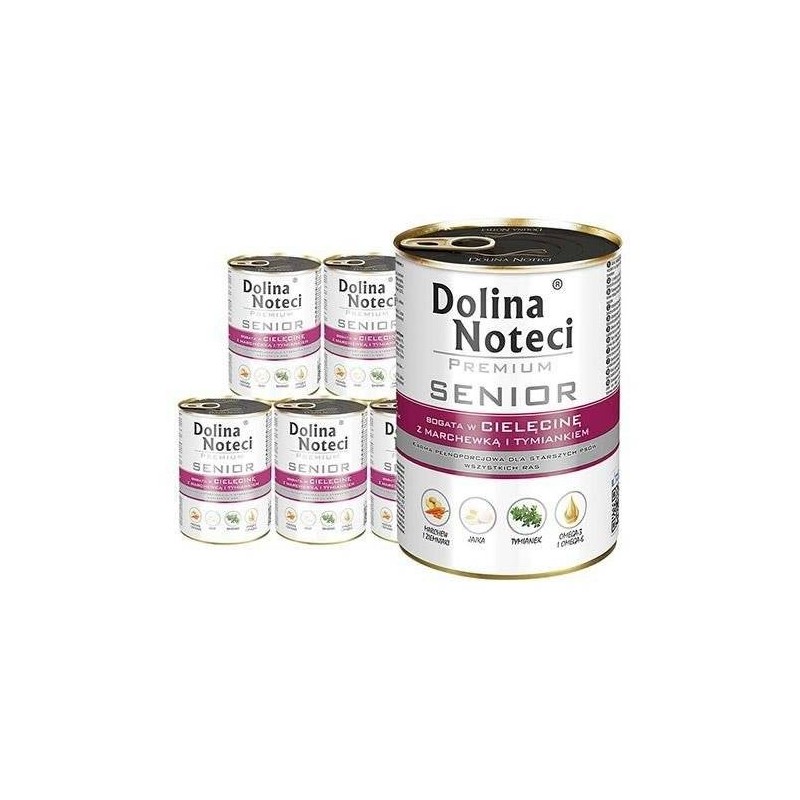 Dolina Noteci Premium Senior Bogata w Cielęcinę, Marchew, Tymianek 24x400g