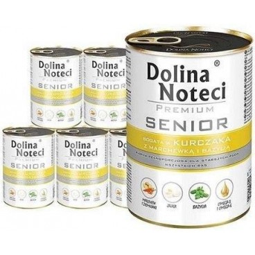 Dolina Noteci Premium Senior Bogata w Kurczaka, Marchewkę, Bazylię 24x400g