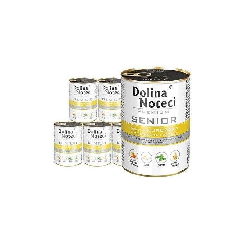 Dolina Noteci Premium Senior Bogata w Kurczaka, Marchewkę, Bazylię 24x400g