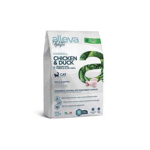 ALLEVA HOLISTIC (HAIRBALL) CHICKEN & DUCK + SUGARCANE FIBER & GINSENG 10 KG