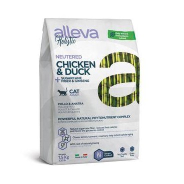 ALLEVA HOLISTIC (STERILIZED) CHICKEN & DUCK + SUGARCANE FIBER & GINSENG 1,5 KG