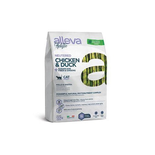 ALLEVA HOLISTIC (STERILIZED) CHICKEN & DUCK + SUGARCANE FIBER & GINSENG 1,5 KG