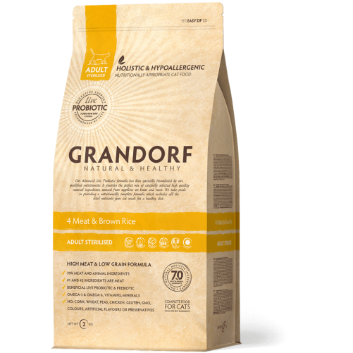 Grandorf 4 Meat & Brown Rice Sterilised 400g